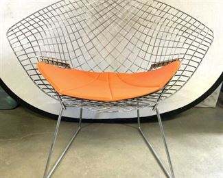 KNOLL BERTOIA Diamond Chair W Orange Cushion
