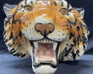 Ceramic Tiger Head, Wall Plaque Tabletop Decor
