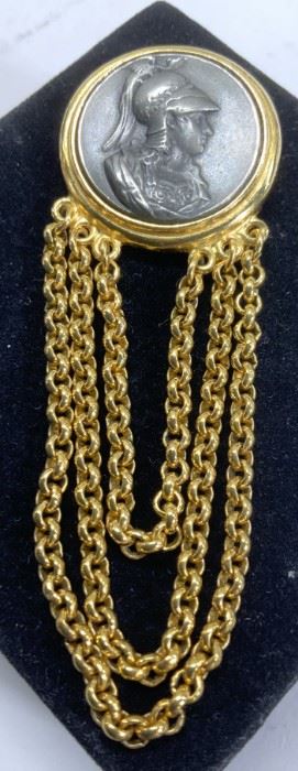 BEN AMUN Electroplated Gold Etruscan Brooch
