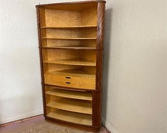 Danish teak corner cabinet with tambour doors by Hojbjerg & Moller