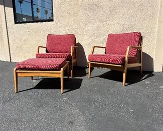 IB Kofod-Larsen Lounge Chairs and Ottoman for Selig