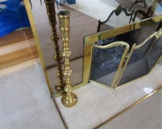 2 brass (one pictured) very tall candleholders