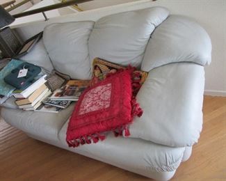 Leather mid century love seat