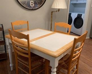 small tile top farmhouse style kitchen table