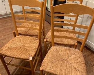 4 ladder back chairs with rush seats