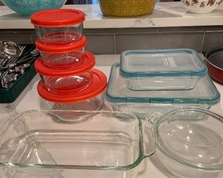 pyrex storage and baking dishes