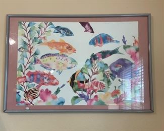signed watercolor of fish
