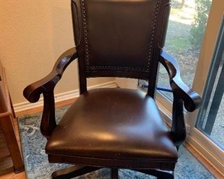 leather and wood office chair