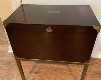 beautiful! Campaign style heavy wooden box with brass legs and hardware