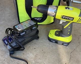 NEW! Ryobi 18v drill with 2 lithium batteries, charger, carry case