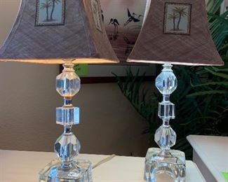 2 small glass lamps