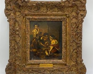 Oil on Tin Portrait of Children Playing by Bartolome Esteban Murillo