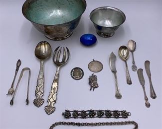 Estate Lot of Sterling Silver Bowl, Jewelry & Flatware 50 Troy Oz