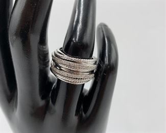 Crossover Ring in Sterling Silver with Pave Diamonds by David Yurman Size 6