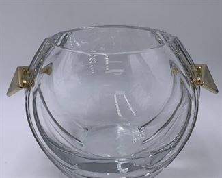 Baccarat Modernist Crystal and Gilt Bronze Handled Ice Bucket