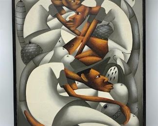 Haitian Figural Oil painting by Antonio Joseph 1921-2016