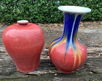 Lot of 2 Chinese Oxblood Porcelain Vases