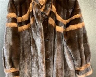 Women's Reversible Black Leather & Brown Mink Fur Coat