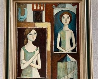Mid Century Abstract Oil on Canvas Painting by Healey