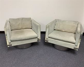 Richard Himmel Lucite & Chrome Swivel Chairs