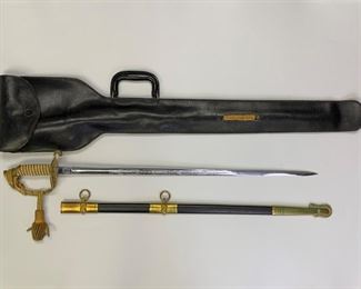 US Navy Officer's Hilborn & Hamburger Sword with Leather Case