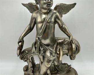 Silver on Bronze Sculpture of Cherub