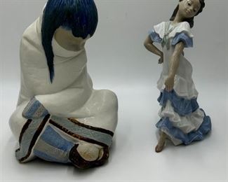 Pair of Lladro Porcelain Eskimo Girl & Flamenco Dancer Figurine