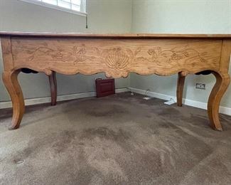 Pierre Deux Hand-Carved Desk with Cabriole Legs. Measures 72” W x 31” D x 30” H. Photo 1 of 5. 
