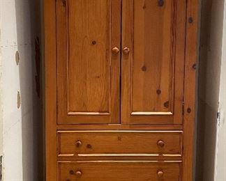 Pine Three-Drawer Cabinet. Measures 44" W x 32" D x 76" H. 