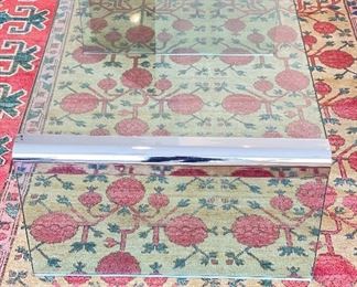 Leon Rosen Chrome & Glass Waterfall Cocktail Table. Measures 42" x 28" x 16" H. Photo 1 of 2. 