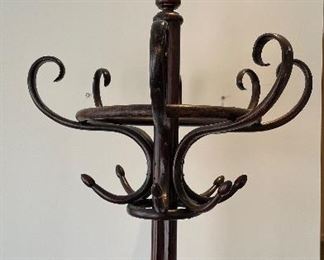 Early 20th Century Thonet-Style Carved Bentwood "Perroquet" Coat Stand. Measures 24" D x 84" H. Photo 3 of 3.