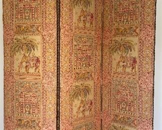 Upholstered Three-Panel Screen. Each Panel Measures 18". Total Dimensions 54" W x 83" H. Photo 1 of 3.