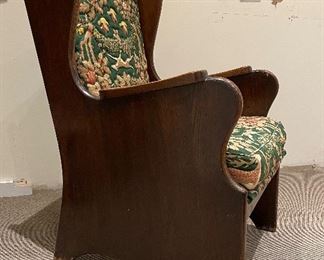 Vintage Wood "Wing Back Chair" & Matching Ottoman. Chair Measures 22" W x 28" D. Photo 2 of 3. 