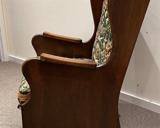 Vintage Wood "Wing Back Chair" & Matching Ottoman. Chair Measures 22" W x 28" D. Photo 3 of 3. 