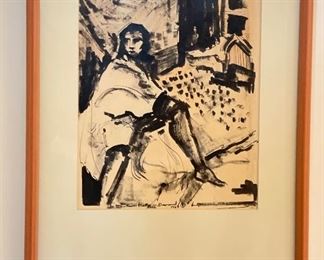 Ink & Pen Portrait of Woman. Measures 8.5" x 11.25" H. Photo 1 of 2. 