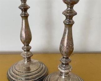 Pair of Sterling Silver Weighted Candlesticks. Photo 1 of 2. 