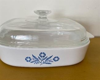 Vintage Corning Ware Blue Cornflower 10" x 10" Inch Covered Casserole - 2 Available. 