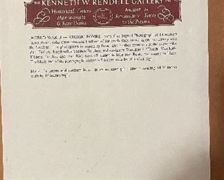 Autographed Enola Gay Photograph. Signatures include Lieutenant Jacob Beser, Pilot Paul Tibbets, Bombardier Thomas Ferebee & Navigator Theodore J. "Dutch" Van Kirk.  Measures 8" x 10". Photo 2 of 2. 