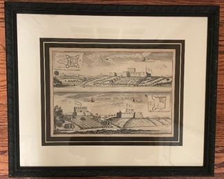 Framed Antique Etching of the Plan of the English Fort at Sakkundi. Measures 22” W x 18” D. Photo 1 of 2. 