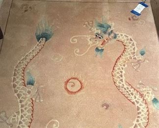 Vintage Neutral Peking Rug with Dragons. Measures 4' x 6' 2". Photo 1 of 2. 