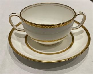 Antique Minton China Gold Rim Cream Soups - Set of 6.