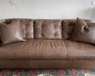 Modern Leather Henredon Down-Filled Sofa. Measures 87" W x 36" D x 34" H. Photo 1 of 2. 
