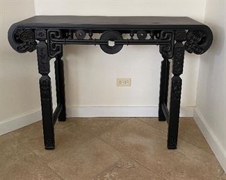 Ebony Asian-Style Console. Measures 46" W x 16" D x 33" H. Photo 1 of 3. 