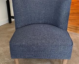Pair of Blue Upholstered Slipper Chairs. Each Measures  27" W x 23" D x 29" H. Photo 1 of 3. 
