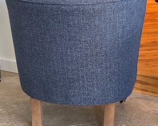 Pair of Blue Upholstered Slipper Chairs. Each Measures  27" W x 23" D x 29" H. Photo 3 of 3. 