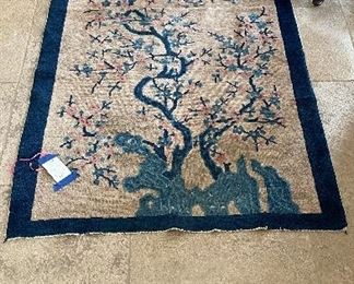 Vintage Neutral Tree of Life Persian Rug. Measures 5’9” x 3’ 2”. 