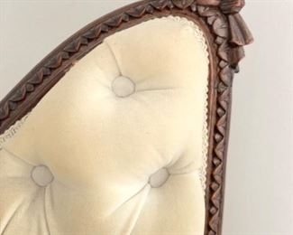 Pair of Antique Aysmmetrical French Tufted Back Chairs.  Each Measures 23" W x 20" D x 44" H. Need Cleaning.  Photo 4 of 6. 