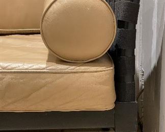 Vincent Wolf for Niedermaier Chocolate Brown  Woven Mesh Frame Sofa with Leather Seat Cushions & Bolsters.  Measures 83" W x 30" D x 34" H. Photo 4 of 4. 