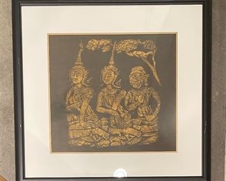 Framed Tibetan Deity Print - 2 Available. Overall Measurement 30" x 30".