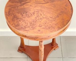 Antique Swan Neck Burled Wood Side Table. Measures 16" D x 23" H. Photo 2 of 3. 